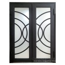 High Quality Wrought Iron modern Security Door - Forged Iron Component double glass